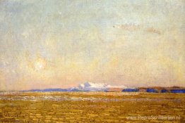 Maanopkomst bij zonsondergang, Harney-woestijn Maanopkomst bij zonsondergang, Harney-woestijn