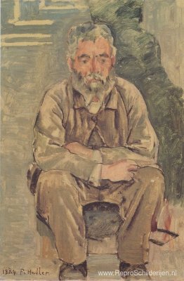 Zittende, bebaarde man Zittende, bebaarde man