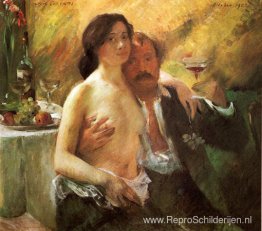 Zelfportret met zijn vrouw en een glas champagne Zelfportret met zijn vrouw en een glas champagne