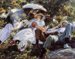 Groep met parasols Groep met parasols