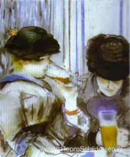 Twee vrouwen die bokken drinken Twee vrouwen die bokken drinken