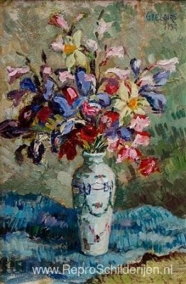 Gemengde bloemen in een porseleinen vaas Gemengde bloemen in een porseleinen vaas
