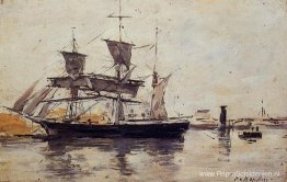 Driemasterschip in Dock Driemasterschip in Dock