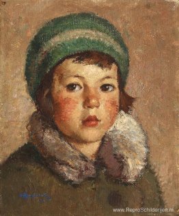 Kind met groene baret Kind met groene baret