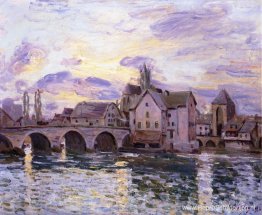 De brug bij Moret bij zonsondergang De brug bij Moret bij zonsondergang