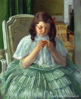 Françoise in het groen, naaien Françoise in het groen, naaien