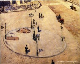 Verkeerseiland op Boulevard Haussmann Verkeerseiland op Boulevard Haussmann