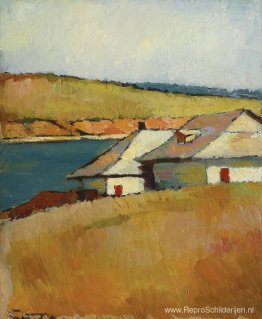 Huizen aan de oever van het meer Cernica Huizen aan de oever van het meer Cernica