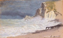 De Manneport, Etretat - Amont Cliff, ruw weer De Manneport, Etretat - Amont Cliff, ruw weer
