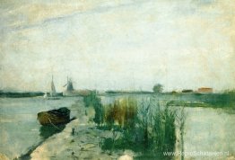 Scène langs een Nederlandse rivier Scène langs een Nederlandse rivier