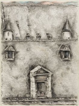 Uitzicht vanuit het hotelraam op het dak van de Gildezaal, Bruss Uitzicht vanuit het hotelraam op het dak van de Gildezaal, Bruss