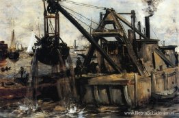 Baggeren in de East River Baggeren in de East River