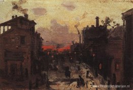 Zonsondergang aan de rand van de stad Zonsondergang aan de rand van de stad