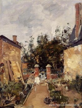 Madame S. met haar kinderen in hun tuin in Trouville Madame S. met haar kinderen in hun tuin in Trouville