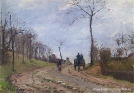 Vervoer op een landweg, winter, buitenwijken van Louveciennes Vervoer op een landweg, winter, buitenwijken van Louveciennes