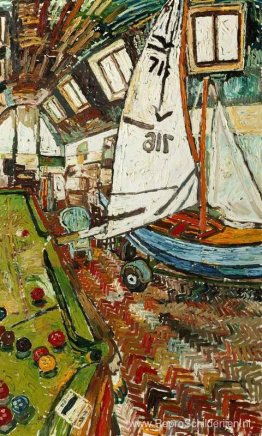 Zeilboot in het atelier van de kunstenaar Zeilboot in het atelier van de kunstenaar