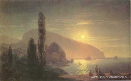 Nacht op de Krim Uitzicht op Ayu-Dag Nacht op de Krim Uitzicht op Ayu-Dag