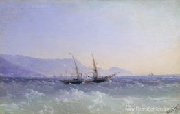 Krimlandschap met een zeilboot Krimlandschap met een zeilboot