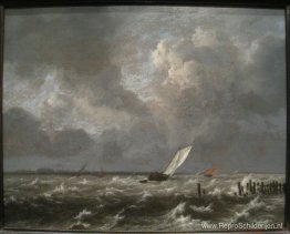 Uitzicht op het IJ op een stormachtige dag Uitzicht op het IJ op een stormachtige dag