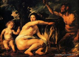 Baby Jupiter gevoed door de geit Amalthea Baby Jupiter gevoed door de geit Amalthea