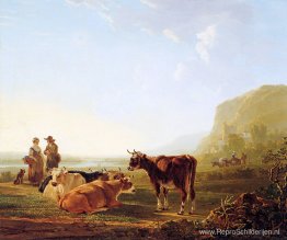 Landschap met rustende koeien Landschap met rustende koeien