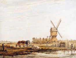 Landschap met molen en vee Landschap met molen en vee