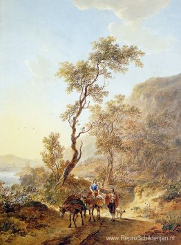 Italiaans landschap met herderspaar Italiaans landschap met herderspaar