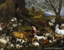 De intocht van de dieren in de ark van Noach De intocht van de dieren in de ark van Noach