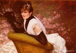 Portret van een dame met een ventilator Portret van een dame met een ventilator