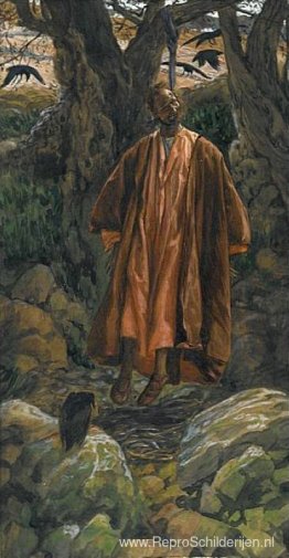 Judas hangt zichzelf op, illustratie voor 'Het leven van Christu Judas hangt zichzelf op, illustratie voor 'Het leven van Christu