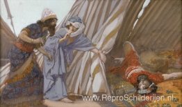 Jael laat aan Barak zien dat Sisera dood ligt Jael laat aan Barak zien dat Sisera dood ligt