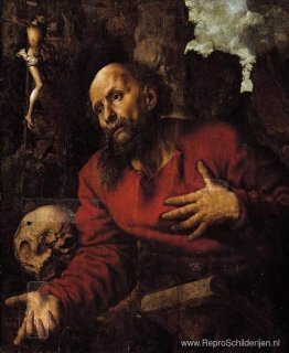 St. Jerome bidt voor een rotsachtige grot St. Jerome bidt voor een rotsachtige grot