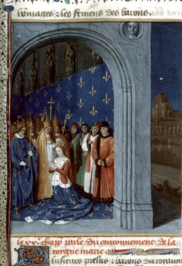De kroning van Maria van Brabant in de Sainte Chapelle van Parij De kroning van Maria van Brabant in de Sainte Chapelle van Parij
