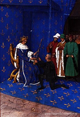 Karel V geeft het zwaard van agent aan Bertrand du Guesclin Karel V geeft het zwaard van agent aan Bertrand du Guesclin