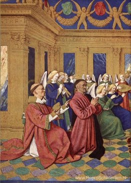 Etienne Chevalier (1410-74) en zijn beschermheer brengen hulde a Etienne Chevalier (1410-74) en zijn beschermheer brengen hulde a