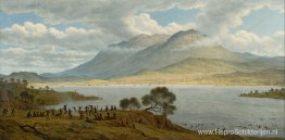 Mount Wellington en Hobart Town vanaf Kangaroo Point Mount Wellington en Hobart Town vanaf Kangaroo Point