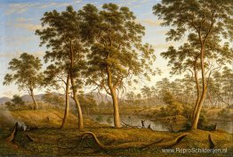 Inwoners aan de rivier de Ouse, Van Diemen's Land Inwoners aan de rivier de Ouse, Van Diemen's Land