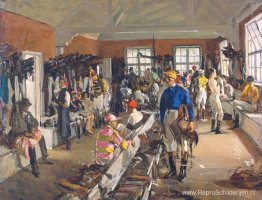 De kleedkamer van de jockeys in Ascot De kleedkamer van de jockeys in Ascot