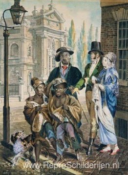 Wereldse mensen ondervragen schoorsteenvegers en hun meester vóó Wereldse mensen ondervragen schoorsteenvegers en hun meester vóó