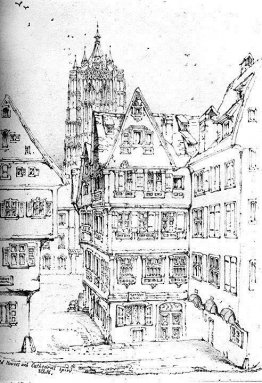 Huizen en kathedraalspits Ulm Huizen en kathedraalspits Ulm