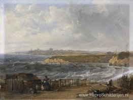 Cullercoats kijken richting Tynemouth - Vloed Cullercoats kijken richting Tynemouth - Vloed