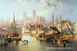 De Brayford Pool en de kathedraal van Lincoln De Brayford Pool en de kathedraal van Lincoln