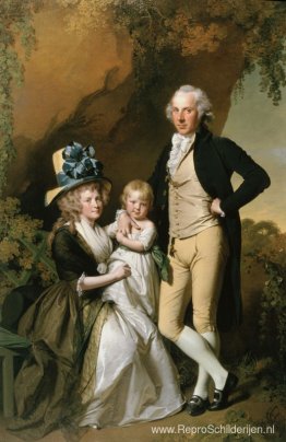 Portret van Richard Arkwright Junior met zijn vrouw Mary en doch Portret van Richard Arkwright Junior met zijn vrouw Mary en doch