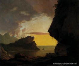 Zonsondergang aan de kust bij Napels Zonsondergang aan de kust bij Napels