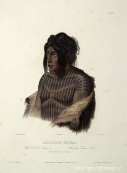 Mahsette-Kuiuab, hoofd van de Cree-indianen, bord 22 uit deel 1 Mahsette-Kuiuab, hoofd van de Cree-indianen, bord 22 uit deel 1