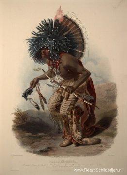 Pehriska-Ruhpa, Minatarre-krijger in het kostuum van de hondenda Pehriska-Ruhpa, Minatarre-krijger in het kostuum van de hondenda
