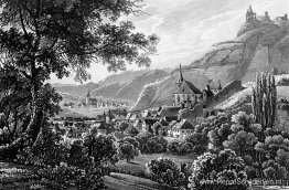 De stad Traben Trarbach en de Grevenburg aan de rivier de Moezel De stad Traben Trarbach en de Grevenburg aan de rivier de Moezel