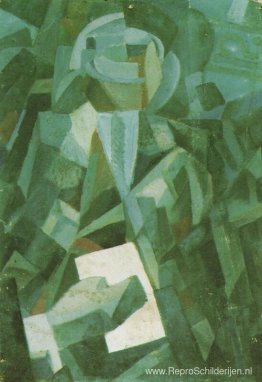 Kubistische compositie - Portret van een zittende persoon die ee Kubistische compositie - Portret van een zittende persoon die ee