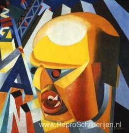 Portret van F.T. Marinetti. Kunststofsynthese (Marinetti kunstst Portret van F.T. Marinetti. Kunststofsynthese (Marinetti kunstst