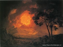 Een uitbarsting van de Vesuvius, met de processie van het hoofd Een uitbarsting van de Vesuvius, met de processie van het hoofd